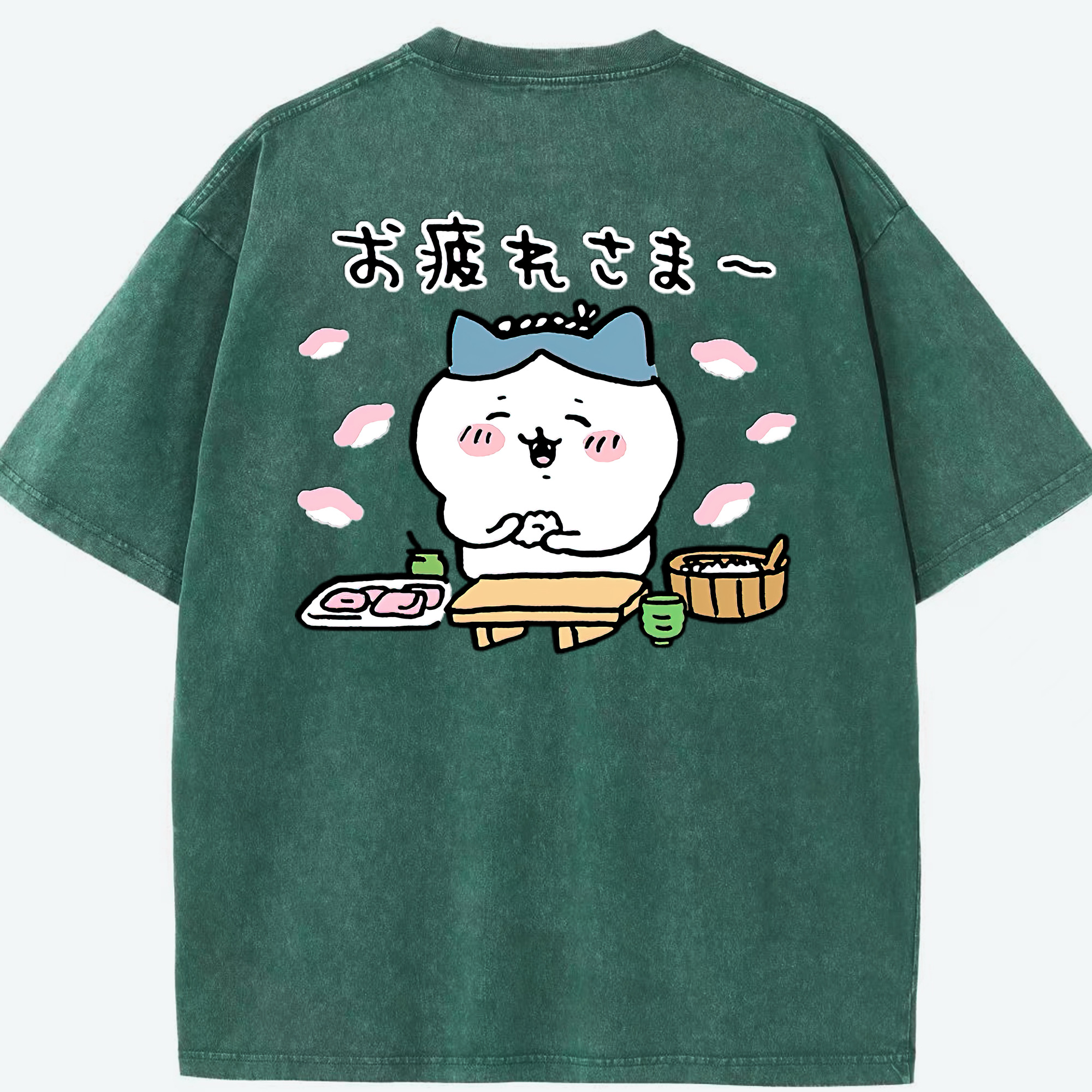 （画像用） ちいかわ ハチワレ Chii-kawa hachiware 綿100% ヴィンテージ風 半袖Tシャツ（背面プリント）